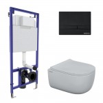 Инсталляция Berges Novum525 с унитазом EGO безободковым, кнопка F5 черная Soft Touch, быстросъемное сиденье дюропласт 047255 Инсталляция Berges Novum525 с унитазом EGO безободковым, кнопка F5 черная Soft Touch, быстросъемное сиденье дюропласт 047255