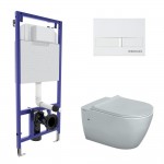 Инсталляция Berges Novum525 с белой кнопкой L1, унитаз Mascon 57 безободковый, быстросъемное сиденье с микролифтом 043266 Инсталляция Berges Novum525 с белой кнопкой L1, унитаз Mascon 57 безободковый, быстросъемное сиденье с микролифтом 043266