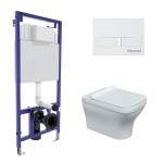 Инсталляция Berges Novum 525 с белой кнопкой, унитаз Strati 53 безободковый, быстросъемное сиденье с микролифтом 042452 Инсталляция Berges Novum 525 с белой кнопкой, унитаз Strati 53 безободковый, быстросъемное сиденье с микролифтом 042452