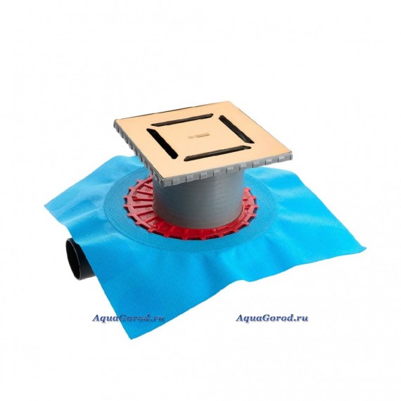 Трап водосточный Berges Zentrum Norma 150х150 горизонтальный выпуск золото глянец 092363