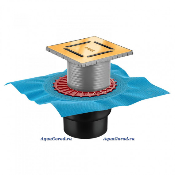 Трап водосточный Berges Zentrum Norma 150х150 вертикальный выпуск золото глянец 092463