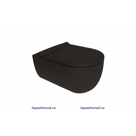 Унитаз подвесной Bien Vokha безободковый черный матовый с тонким черным сиденьем микролифт MDKA05201VP0B8000