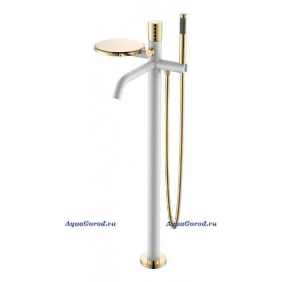 Смеситель Boheme Stick напольный white diamond gold 129-WG