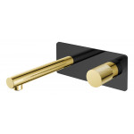 Смеситель Boheme STICK 125-BG.2 для раковины встраиваемый в стену BLACK TOUCH GOLD черный матовый/золото