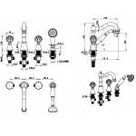 Смеситель Boheme Imperiale врезной на борт ванны на 4 отверстия 392 золото