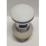 Донный клапан для раковины CeramaLux керамический click-clack с переливом белый матовый RD001MW