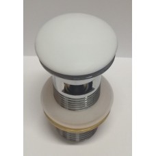 Донный клапан для раковины CeramaLux керамический click-clack с переливом белый матовый RD001MW
