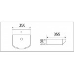 Раковина CeramaLux подвесная 350х355х100 полукруглая белый глянец D1043