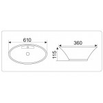 Раковина CeramaLux накладная 610х360х115 овальная белый глянец 9398