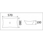 Раковина CeramaLux накладная 570х380х100 прямоугольная белый глянец 7701B