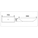 Раковина CeramaLux накладная 705х390х140 прямоугольная белый глянец 9122