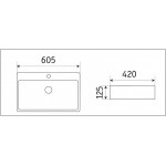 Раковина CeramaLux накладная 605х420х125 прямоугольная белый глянец 78188-D1338-8145