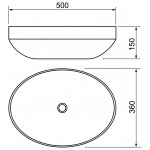 Раковина CeramaLux накладная 500х360х150 овальная белый глянец 78590