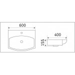 Раковина CeramaLux подвесная 600х400х155 прямоугольная белый глянец 78014D