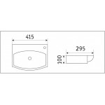 Раковина CeramaLux подвесная/накладная 415х295х100 прямоугольная белый глянец 78014T