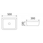 Раковина CeramaLux накладная 500х390х130 прямоугольная черный глянец 2105B