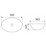 Раковина CeramaLux накладная 502х363х145 овальная черный глянец 78590B