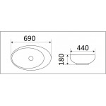 Раковина CeramaLux накладная 690х440х180 нестандартная черный глянец 78456