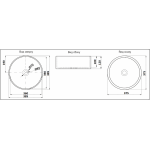 Раковина CeramaLux накладная 385х385х120 круглая фаянс белый/темно-серый 78308