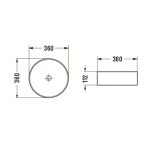 Раковина CeramaLux накладная 360х360х112 круглая стекло графит GL03