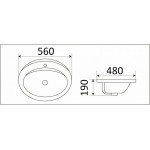 Раковина CeramaLux встраиваемая сверху 560х480х190 овальная белая 9413