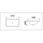 Раковина CeramaLux встраиваемая снизу 470х340х200 прямоугольная белая 540N
