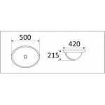 Раковина CeramaLux накладная 500х420х215 овальная белая 1203