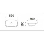 Раковина CeramaLux накладная 590х400х190 с донным клапаном овальная белая 5006B