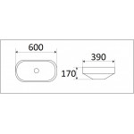 Раковина CeramaLux накладная 600х390х170 овальная белая 5006С