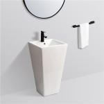 Раковина-моноблок CeramaLux напольная 475х475х840 с отверстием под смеситель белая NB145