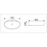 Раковина CeramaLux накладная 720х405х130 овальная белый глянец 9435