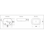 Раковина CeramaLux накладная 600х415х135 овальная белый глянец 9026A