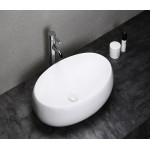 Раковина CeramaLux накладная 600х400х150 овальная белый глянец 9030А