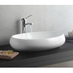 Раковина CeramaLux накладная 600х400х150 овальная белый глянец 9030А