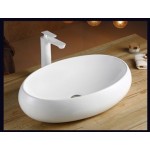 Раковина CeramaLux накладная 600х400х150 овальная белый глянец 9030А