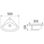 Раковина CeramaLux подвесная 500х355х130 угловая белый глянец 78378