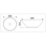 Раковина CeramaLux накладная 380х380х155 круглая белый глянец 9002