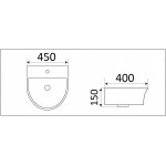 Раковина CeramaLux подвесная 450х400х150 полукруглая белый глянец 78370A