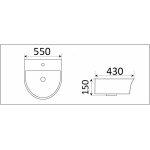 Раковина CeramaLux подвесная 550х430х150 полукруглая белый глянец 78370С