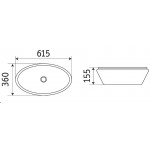 Раковина CeramaLux накладная 615х360х155 овальная черный глянец 7811АВ