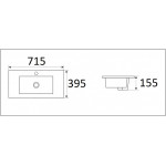 Раковина CeramaLux врезная 715х395х155 прямоугольная белый глянец 9393-70