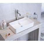 Раковина CeramaLux накладная 605х350х110 прямоугольная белый глянец 9396 Раковина CeramaLux накладная 605х350х110 прямоугольная белый глянец 9396