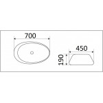 Раковина CeramaLux накладная 700х450х190 нестандартная белый глянец 7807
