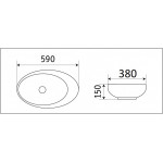 Раковина CeramaLux накладная 590х380х150 нестандартная белый глянец 78255