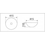 Раковина CeramaLux накладная 415х415х140 круглая с донным клапаном белый матовый 104MW