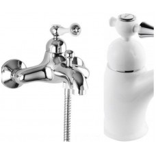 Смеситель Cezares Margot для ванны и душа литой излив 123 мм без гарнитура белый MARGOT-VM-BLC