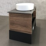 Тумба с раковиной Comforty Штутгарт 60 дуб темно-коричневый черная столешница с раковиной 60 см 00-00001698CF