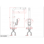 Смеситель D&K однорычажный для кухни с выдвижной лейкой хром DA1432501