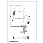 Смеситель D&K однорычажный для кухни с выдвижной лейкой хром DA1462501C