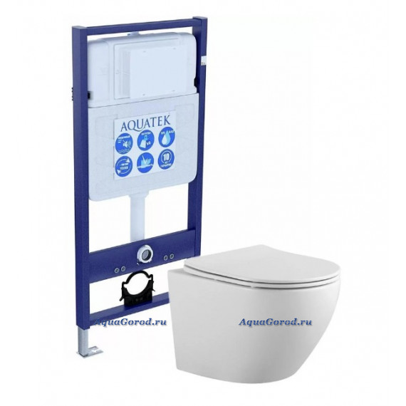 Комплект Set Aquatek Европа унитаз AQ1901-00+тонкое сиденье soft-close+инсталляция Aquatek
